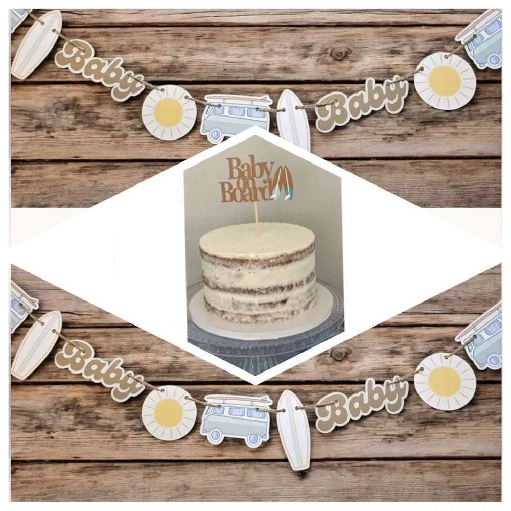 Baby Shower  Decor “Baby on Board” includes 2 Banners & a Cake Topper